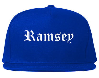 Ramsey New Jersey NJ Old English Mens Snapback Hat Royal Blue