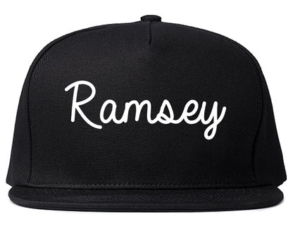 Ramsey New Jersey NJ Script Mens Snapback Hat Black
