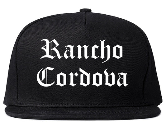 Rancho Cordova California CA Old English Mens Snapback Hat Black
