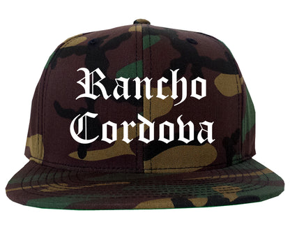 Rancho Cordova California CA Old English Mens Snapback Hat Army Camo