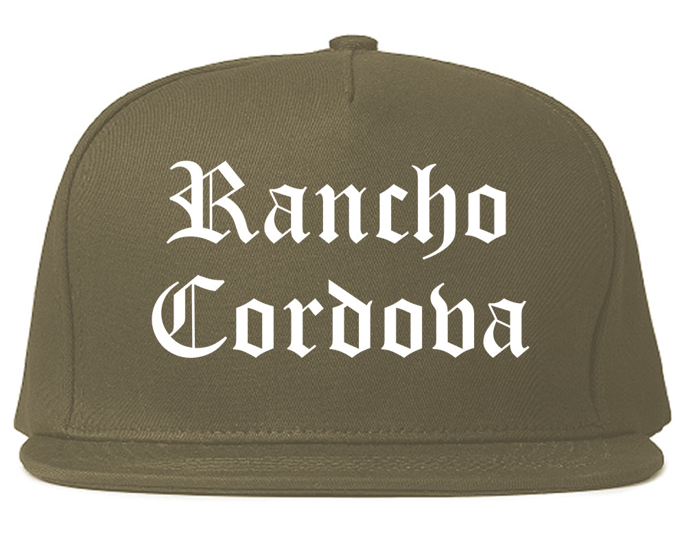 Rancho Cordova California CA Old English Mens Snapback Hat Grey