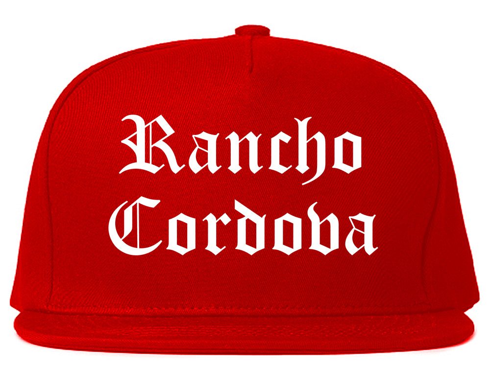 Rancho Cordova California CA Old English Mens Snapback Hat Red