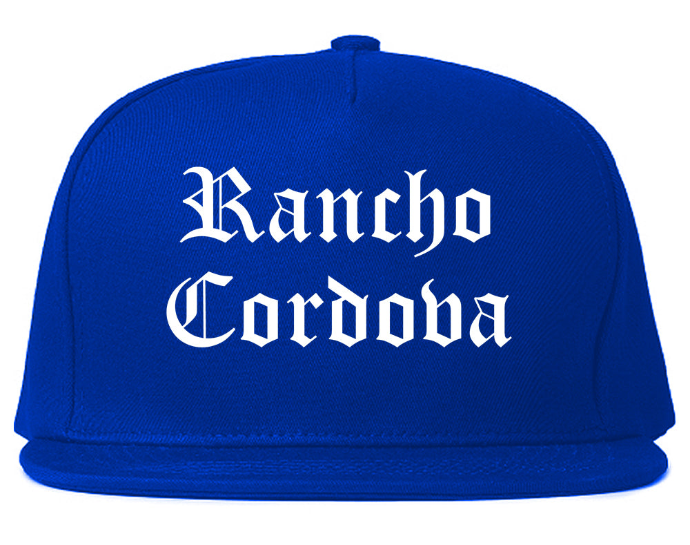 Rancho Cordova California CA Old English Mens Snapback Hat Royal Blue