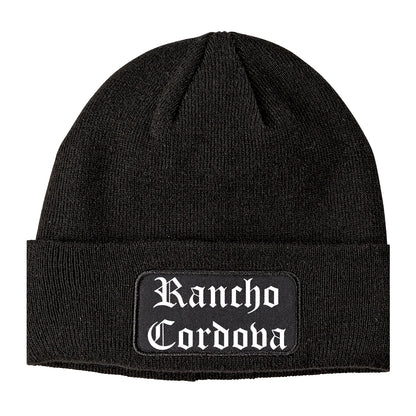 Rancho Cordova California CA Old English Mens Knit Beanie Hat Cap Black