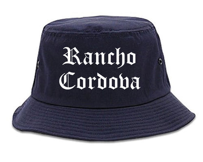 Rancho Cordova California CA Old English Mens Bucket Hat Navy Blue