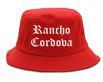 Rancho Cordova California CA Old English Mens Bucket Hat Red