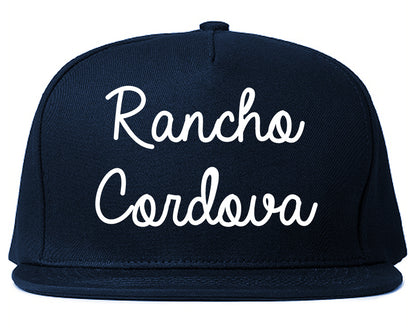 Rancho Cordova California CA Script Mens Snapback Hat Navy Blue