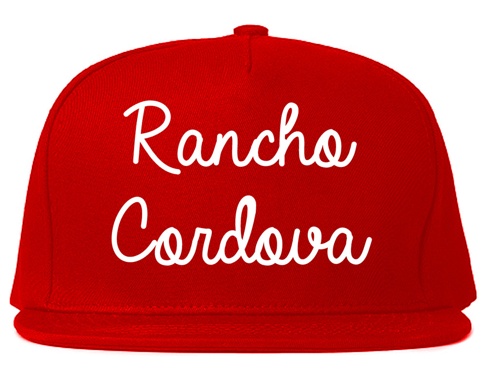 Rancho Cordova California CA Script Mens Snapback Hat Red