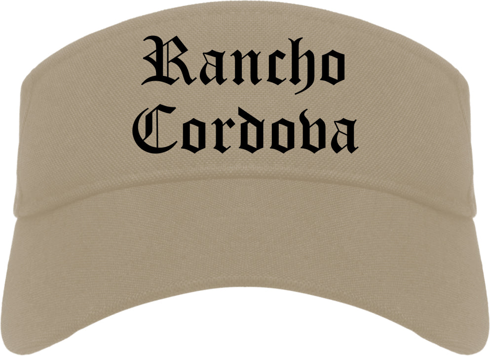 Rancho Cordova California CA Old English Mens Visor Cap Hat Khaki