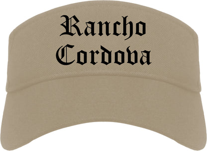 Rancho Cordova California CA Old English Mens Visor Cap Hat Khaki