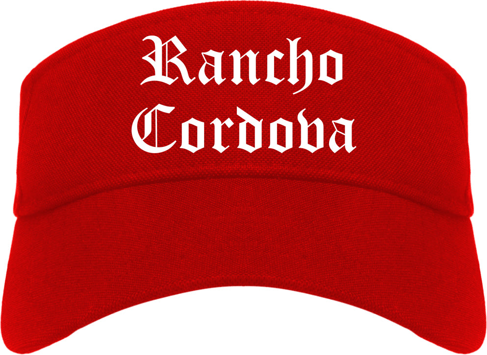 Rancho Cordova California CA Old English Mens Visor Cap Hat Red