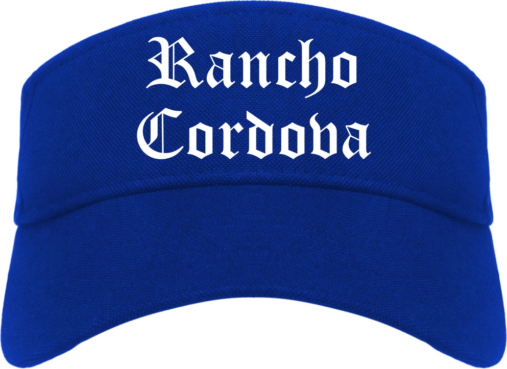 Rancho Cordova California CA Old English Mens Visor Cap Hat Royal Blue