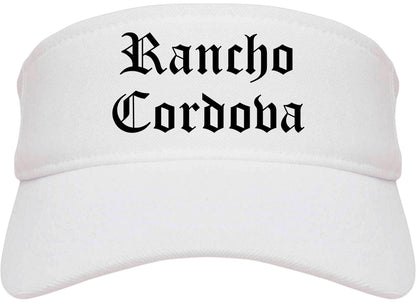 Rancho Cordova California CA Old English Mens Visor Cap Hat White