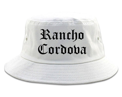 Rancho Cordova California CA Old English Mens Bucket Hat White