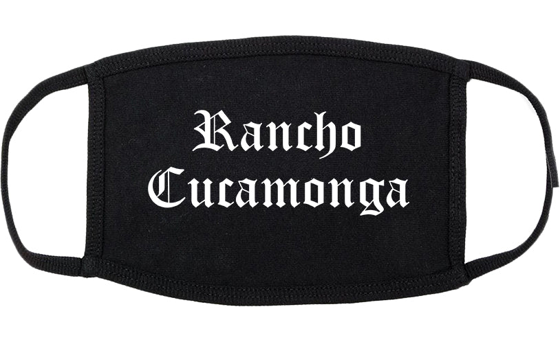 Rancho Cucamonga California CA Old English Cotton Face Mask Black