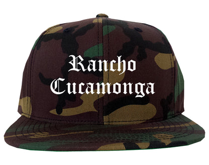 Rancho Cucamonga California CA Old English Mens Snapback Hat Army Camo