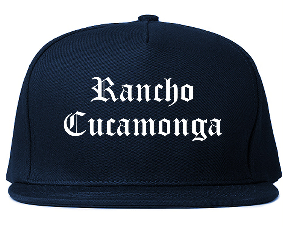 Rancho Cucamonga California CA Old English Mens Snapback Hat Navy Blue