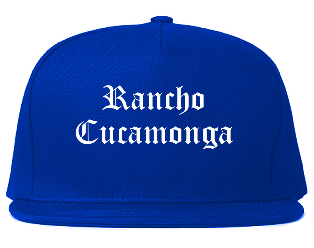 Rancho Cucamonga California CA Old English Mens Snapback Hat Royal Blue
