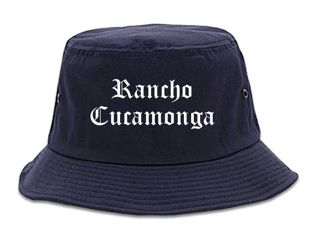 Rancho Cucamonga California CA Old English Mens Bucket Hat Navy Blue