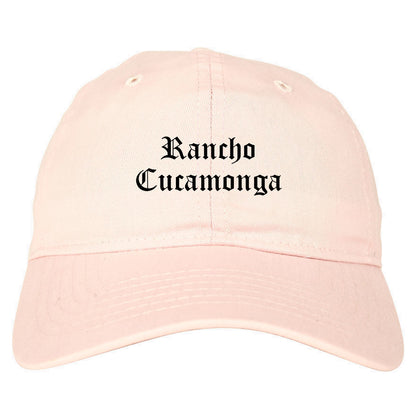 Rancho Cucamonga California CA Old English Mens Dad Hat Baseball Cap Pink