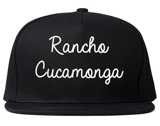 Rancho Cucamonga California CA Script Mens Snapback Hat Black