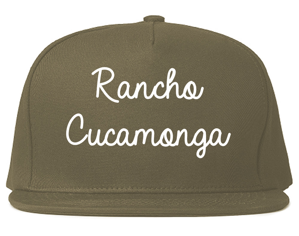 Rancho Cucamonga California CA Script Mens Snapback Hat Grey