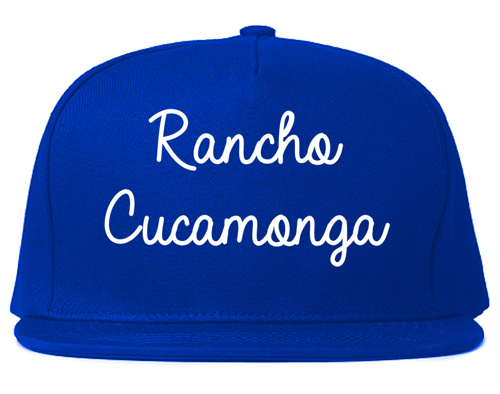 Rancho Cucamonga California CA Script Mens Snapback Hat Royal Blue