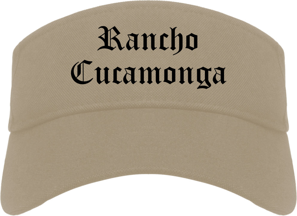 Rancho Cucamonga California CA Old English Mens Visor Cap Hat Khaki