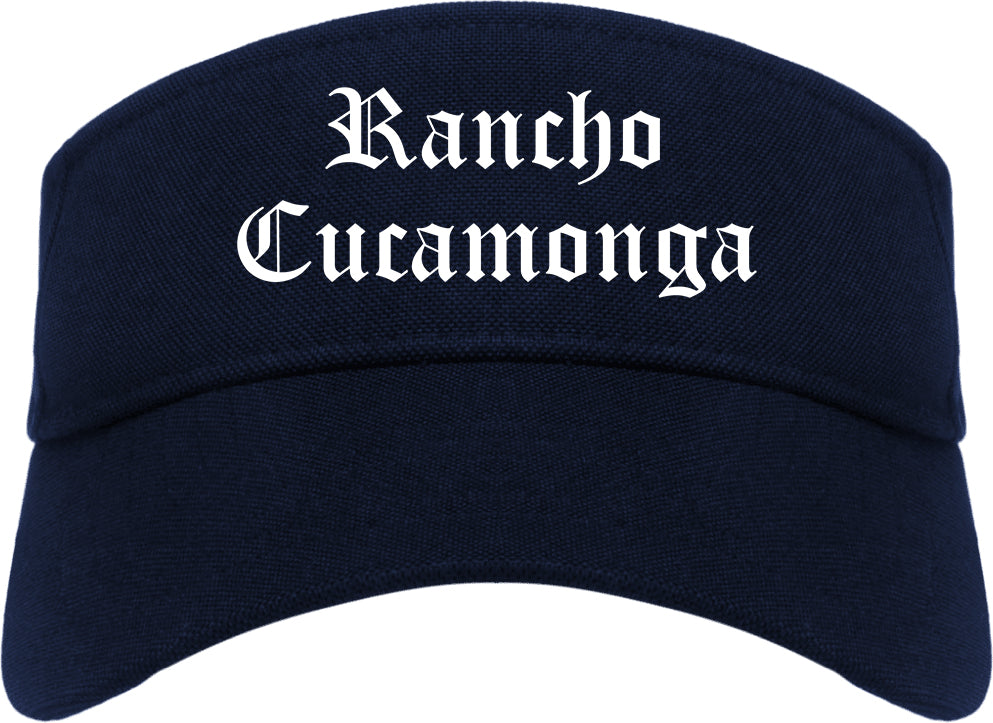 Rancho Cucamonga California CA Old English Mens Visor Cap Hat Navy Blue