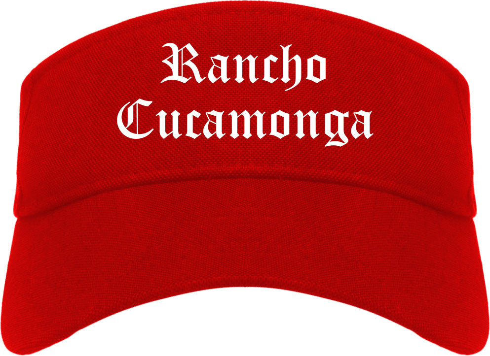Rancho Cucamonga California CA Old English Mens Visor Cap Hat Red