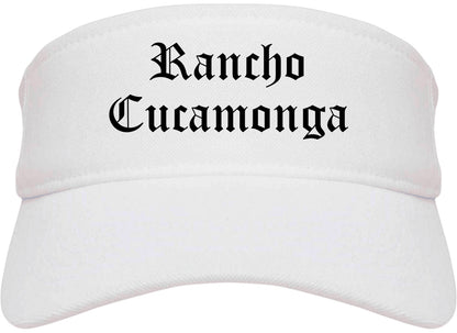 Rancho Cucamonga California CA Old English Mens Visor Cap Hat White