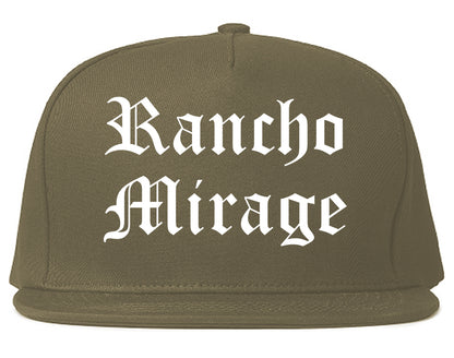 Rancho Mirage California CA Old English Mens Snapback Hat Grey