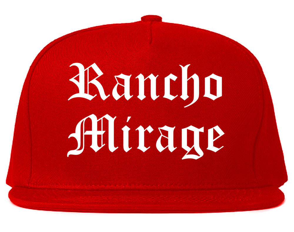 Rancho Mirage California CA Old English Mens Snapback Hat Red