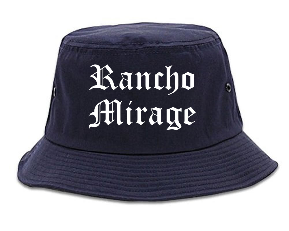 Rancho Mirage California CA Old English Mens Bucket Hat Navy Blue