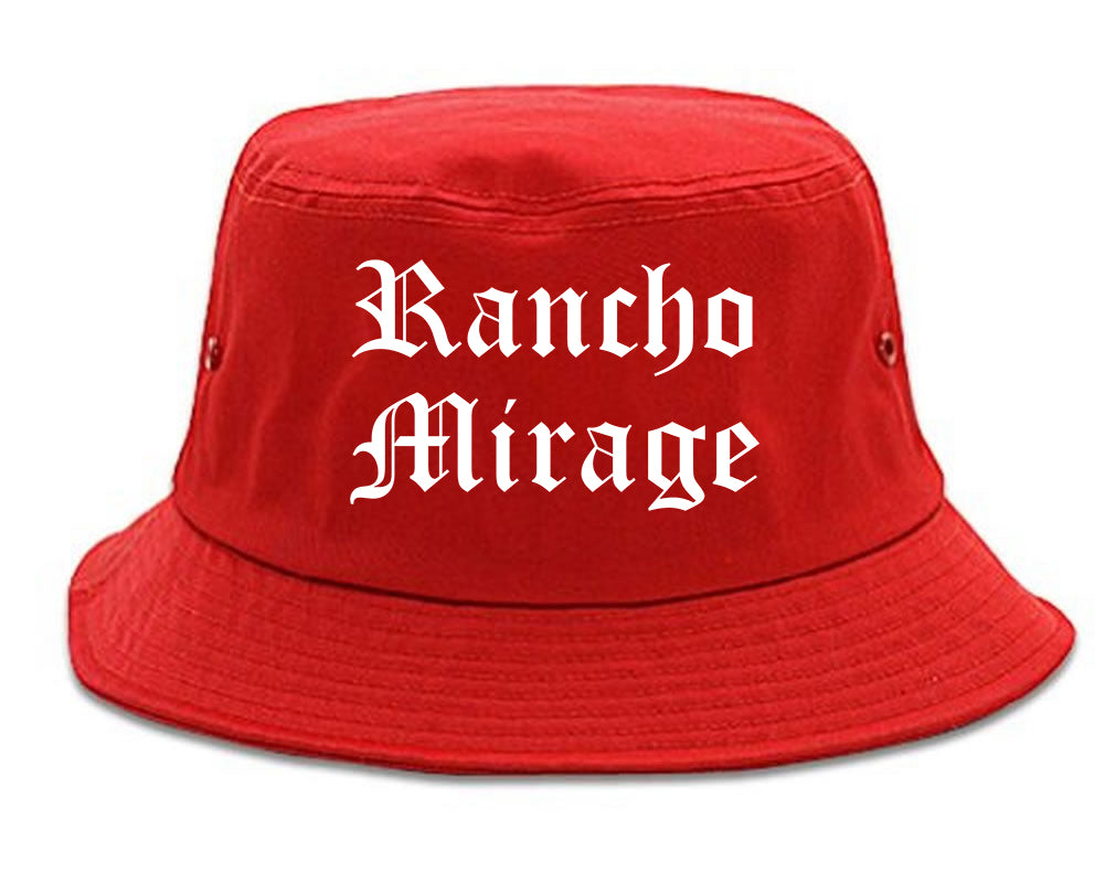 Rancho Mirage California CA Old English Mens Bucket Hat Red