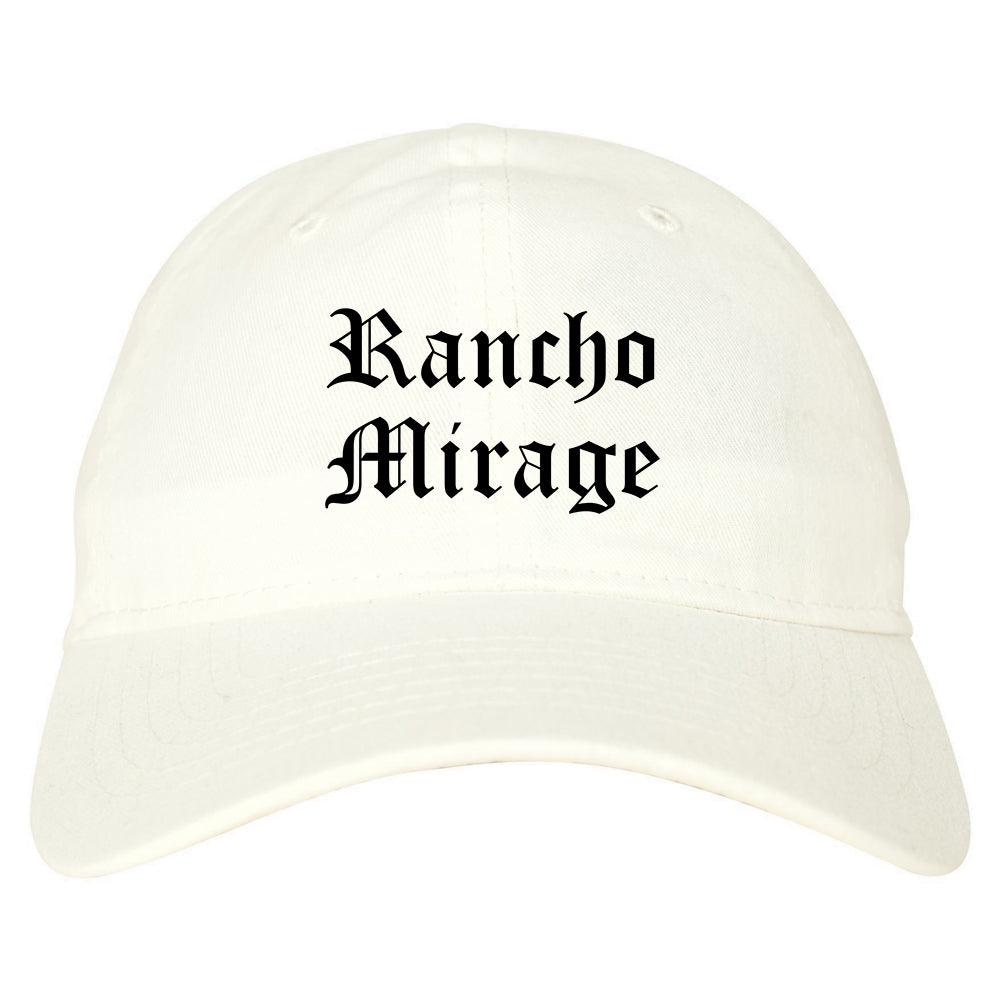 Rancho Mirage California CA Old English Mens Dad Hat Baseball Cap White