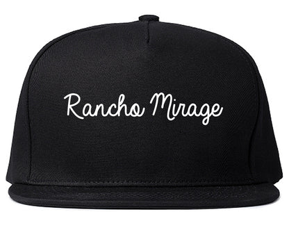 Rancho Mirage California CA Script Mens Snapback Hat Black