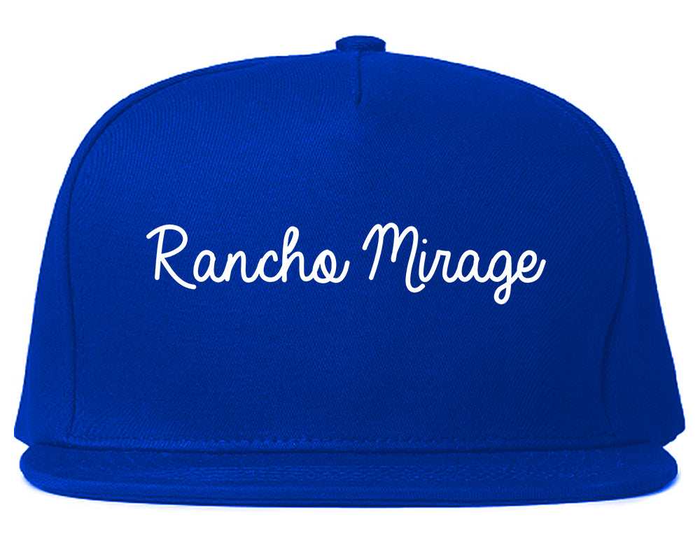 Rancho Mirage California CA Script Mens Snapback Hat Royal Blue