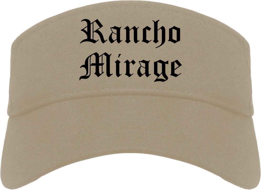 Rancho Mirage California CA Old English Mens Visor Cap Hat Khaki