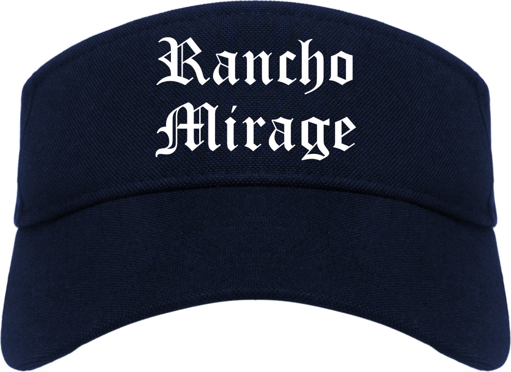 Rancho Mirage California CA Old English Mens Visor Cap Hat Navy Blue