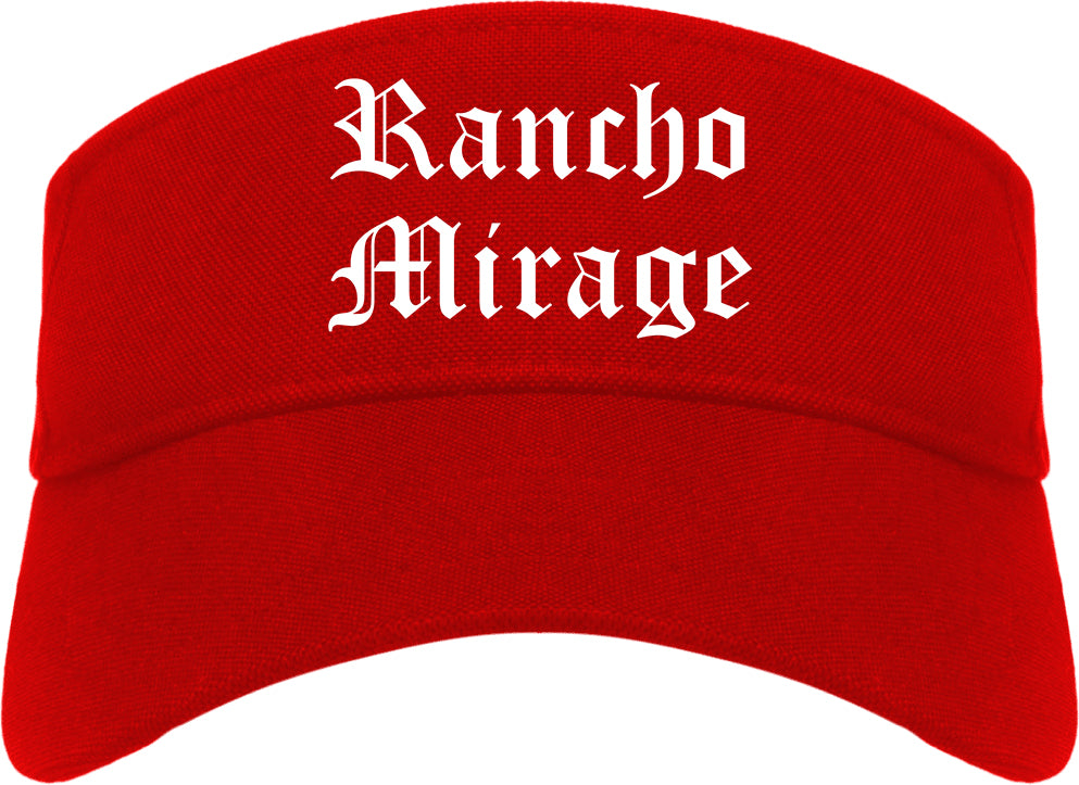 Rancho Mirage California CA Old English Mens Visor Cap Hat Red
