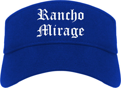 Rancho Mirage California CA Old English Mens Visor Cap Hat Royal Blue