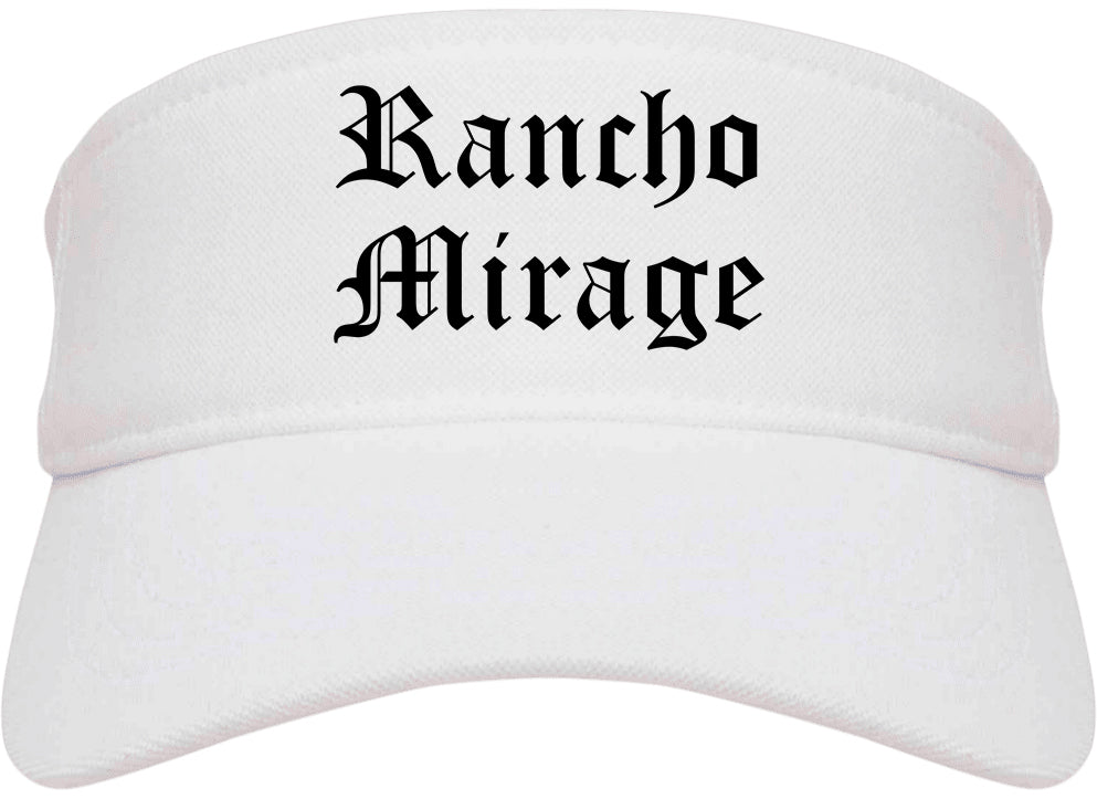 Rancho Mirage California CA Old English Mens Visor Cap Hat White