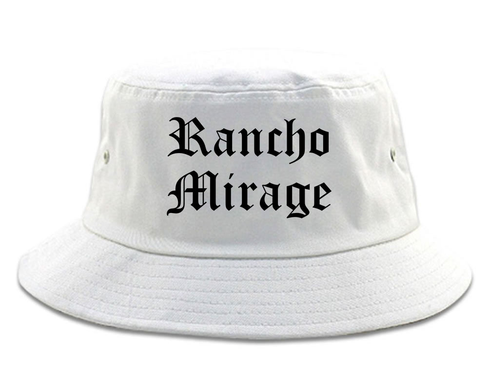 Rancho Mirage California CA Old English Mens Bucket Hat White