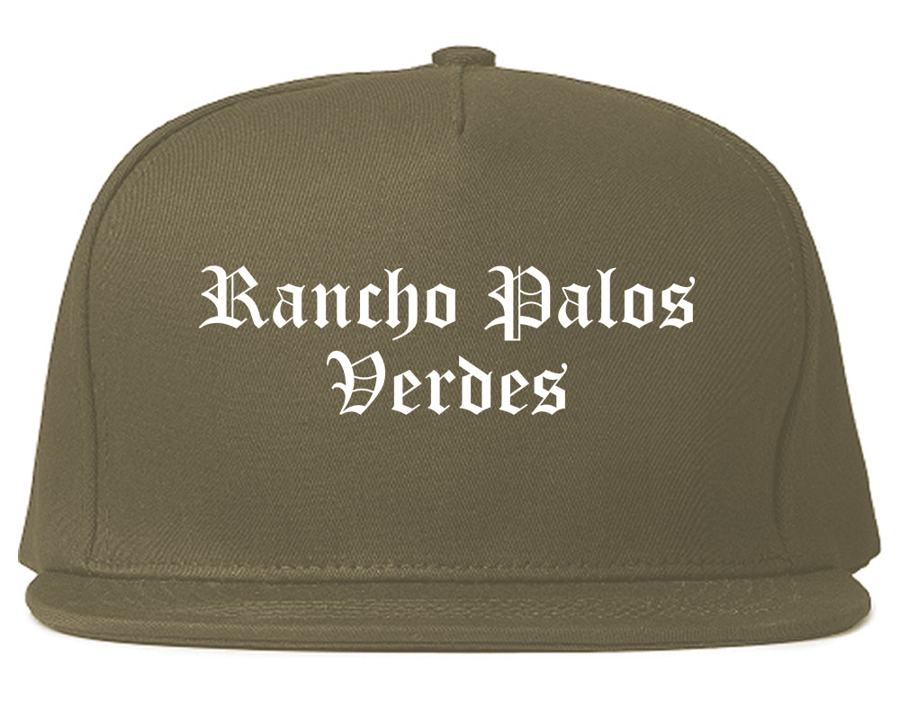 Rancho Palos Verdes California CA Old English Mens Snapback Hat Grey