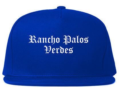 Rancho Palos Verdes California CA Old English Mens Snapback Hat Royal Blue