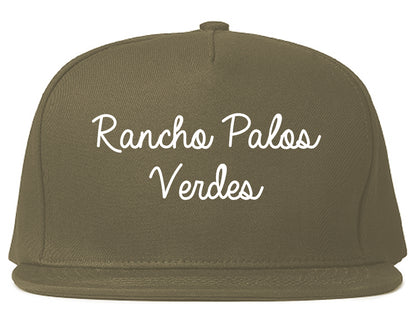 Rancho Palos Verdes California CA Script Mens Snapback Hat Grey