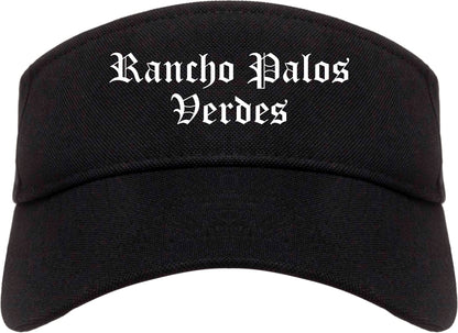 Rancho Palos Verdes California CA Old English Mens Visor Cap Hat Black
