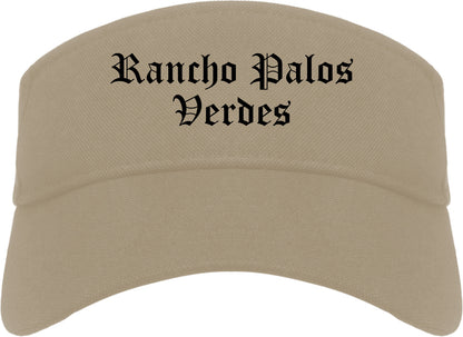 Rancho Palos Verdes California CA Old English Mens Visor Cap Hat Khaki
