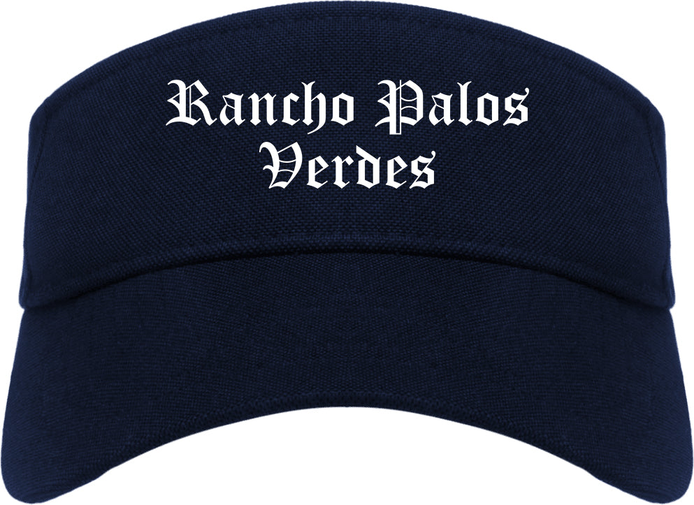 Rancho Palos Verdes California CA Old English Mens Visor Cap Hat Navy Blue